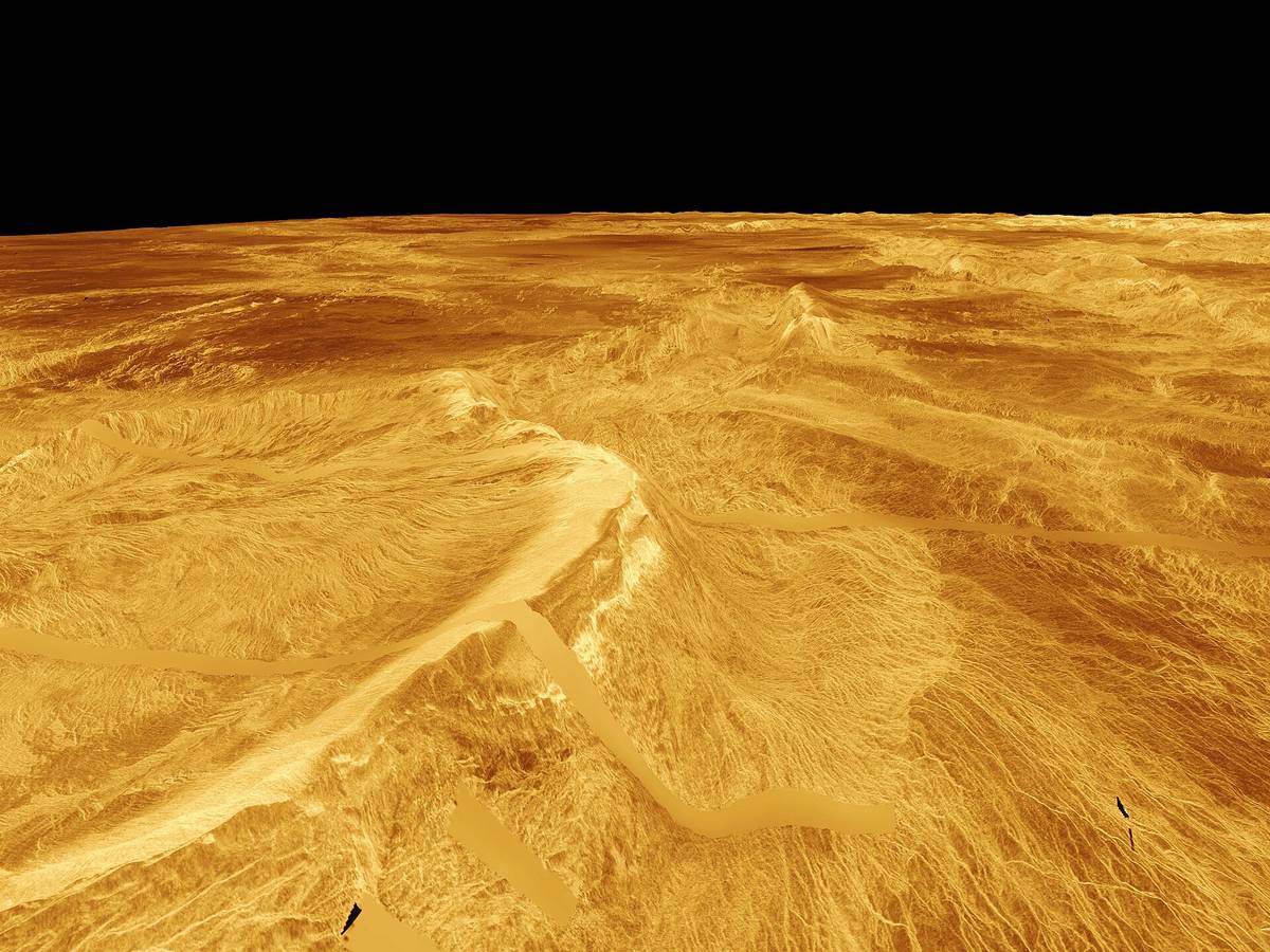 Venus – 3-D perspective view of Latona Corona and Dali Chasma (Magellan radar data)